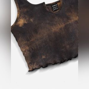Ribbed Acid Wash Cropped Tank Top